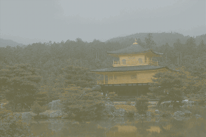 pixelated image of kinkakuji temple in tokyo thumbnail